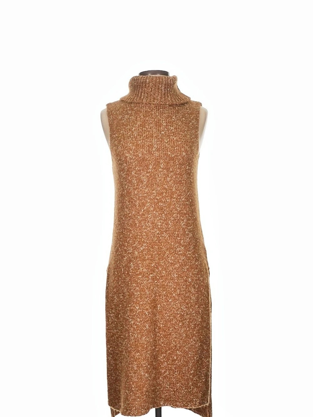 Anthropologie Sleeveless Turtleneck Sweater Dress  Tan XS